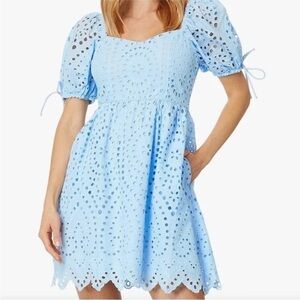 English Factory Light Blue Eyelet Dress size medium nwt